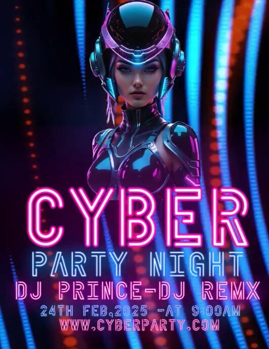 Cyber Party cyber night party Template | PosterMyWall