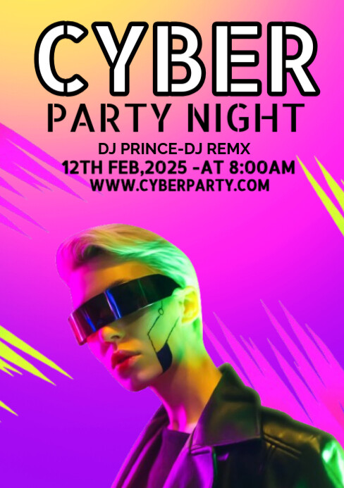 Cyber Party Pink Cyber Party Night A5 Template | PosterMyWall