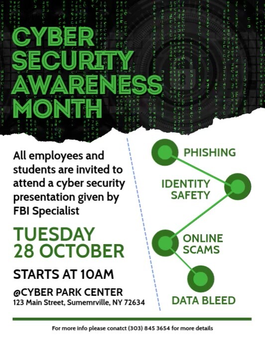 Cyber Security Awareness Month Flyer Template PosterMyWall