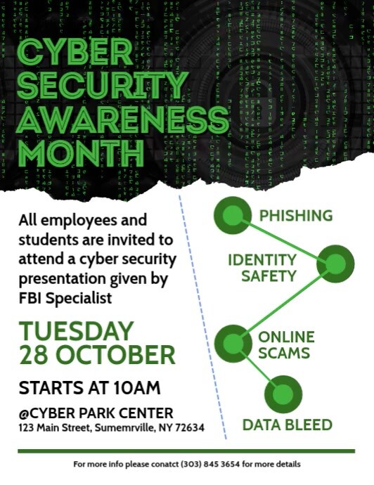 Cyber Security Awareness Month Flyer Pamflet (Letter AS) template