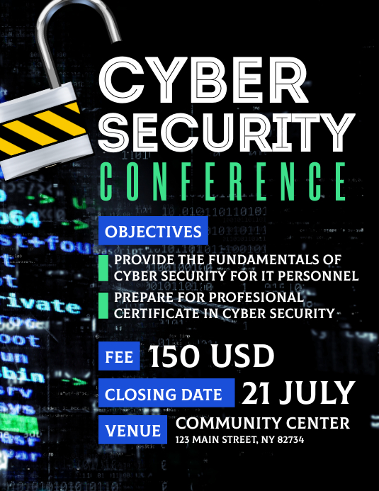 Cyber Security Conference Flyer Template | PosterMyWall