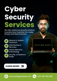 Cyber Security Services Poster Template – Data Protection & IT Security A2