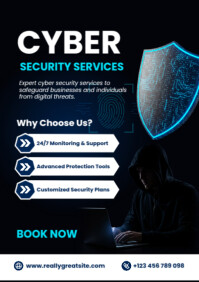 Cyber Security Services Poster Template – Data Protection & IT Security A2