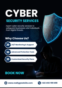 Cyber Security Services Poster Template – Data Protection & IT Security A2