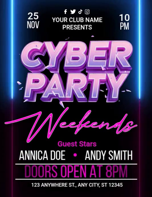 Cyber Wekeend Party Ads Template | PosterMyWall