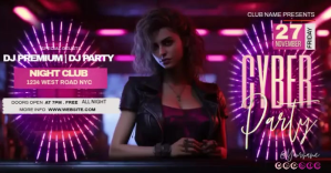 CYBERPUNK CYBER PARTY INVITATION TEMPLATE delt Facebook-billede