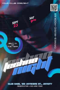 Futuristic Techno Party Poster Flyer Template | PosterMyWall