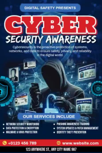 Cybersecurity Awareness Poster template