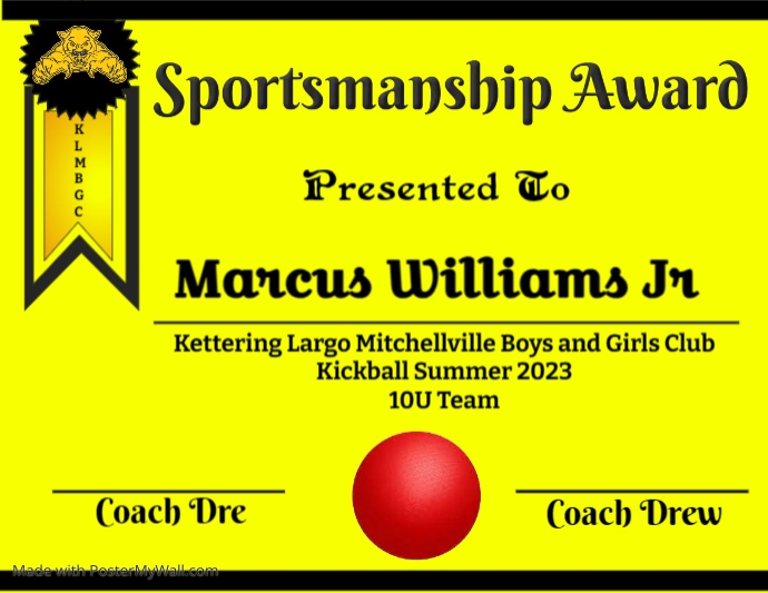 Sportsmanship Award PosterMyWall