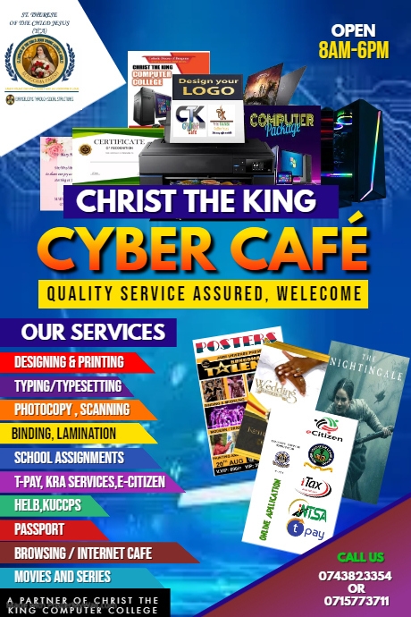 Blue Modern Cyber Cafe Services Flyer | PosterMyWall