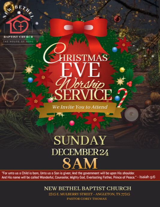 Christmas Eve Service Flyer template