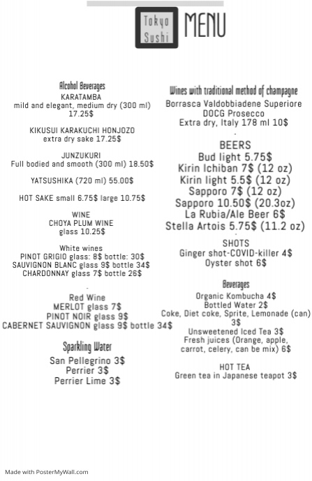 Alcohol Menu | PosterMyWall