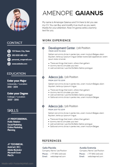 modern cv curriculum template design dark blu