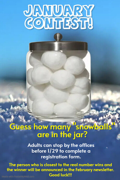 Counting Contest Snowball Counting Contest | PosterMyWall
