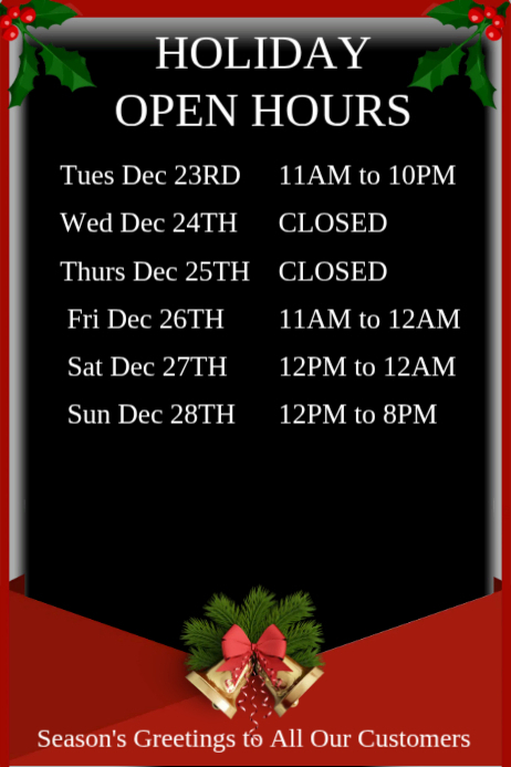 Copy of Christmas Open Hours | PosterMyWall