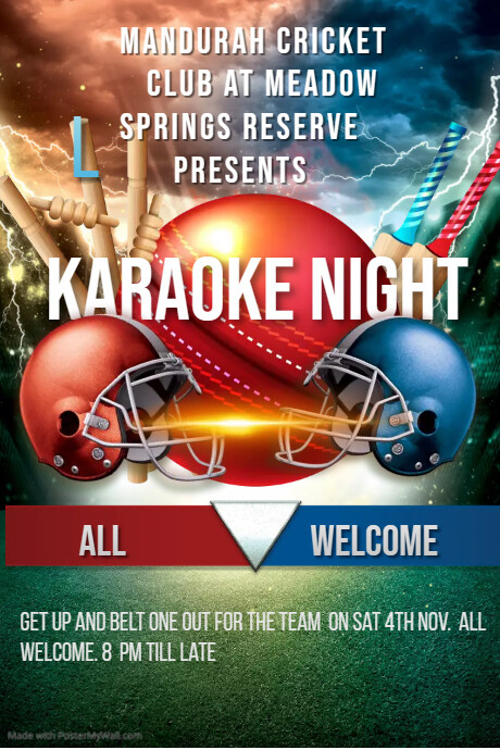 Red Championship Cricket Poster template