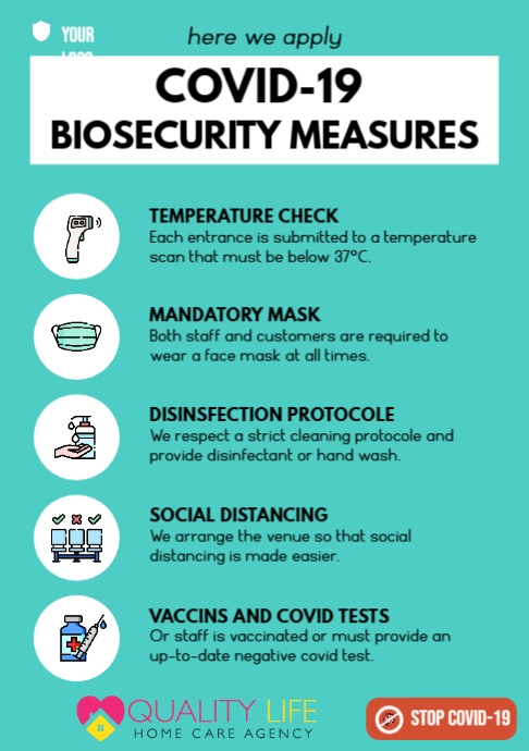 Covid signage biosecurity measures template A5