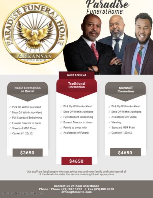 White and grey funeral home flyer PosterMyWall