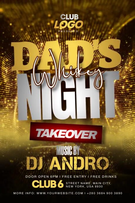 Dad's Whiskey Night Club Affiche template