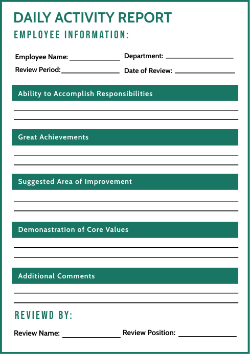 Daily Activity Report Template