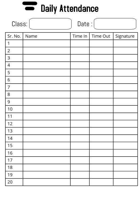 Daily Attendance Sheet Template PosterMyWall