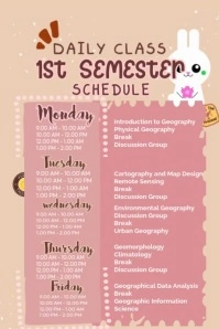 Daily Class Semester Schedule Poster template