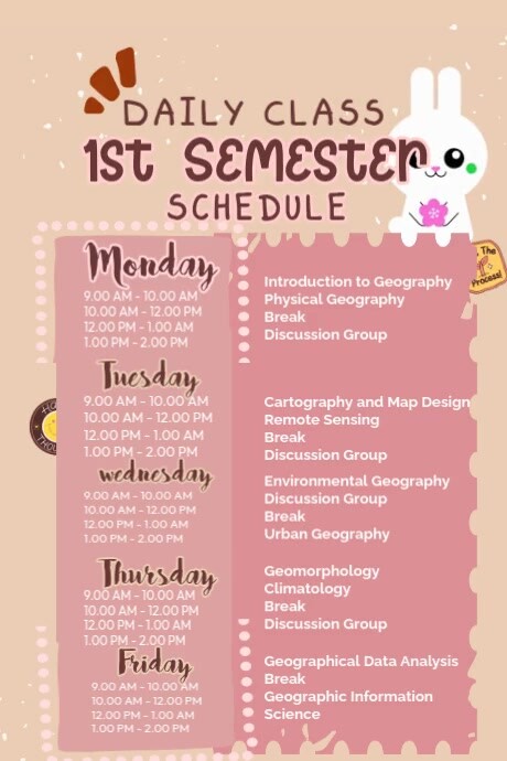 Daily Class Semester Schedule 海报 template