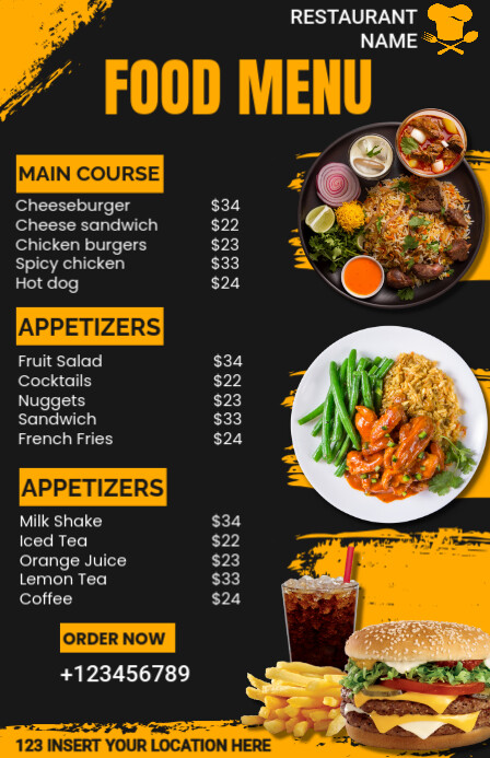 Daily Menu Create Copy of Daily food menu card for restaurant | PosterMyWall