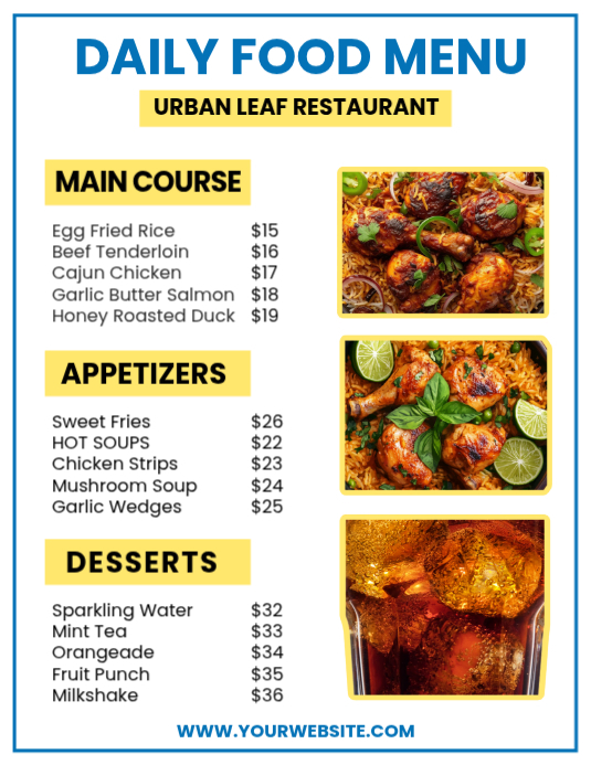 Daily Food Menu Flyer Template | PosterMyWall