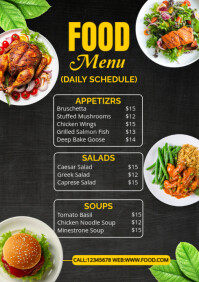 Food General Menu Daily food menu restaurant Template | PosterMyWall