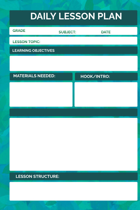 Daily lesson plan Template | PosterMyWall