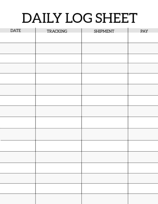 Daily Log Sheet Pamflet (Letter AS) template