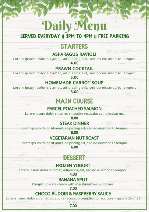 Daily Menu Poster Template | PosterMyWall