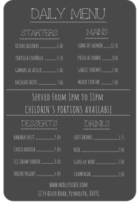 Daily Menu Template | PosterMyWall