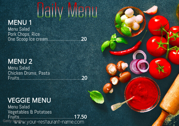 Daily Menu Template A4 Restaurant | PosterMyWall