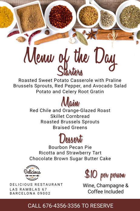 Daily Menu Template | PosterMyWall