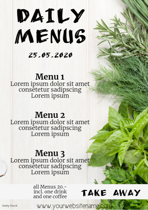 Daily Menu Create Daily menus Template A4 Portrait veggies | PosterMyWall