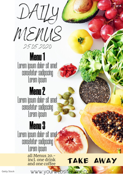 Daily menus Template A4 Portrait veggies | PosterMyWall