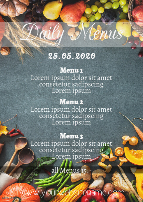 Daily menus Template A4 Portrait veggies | PosterMyWall