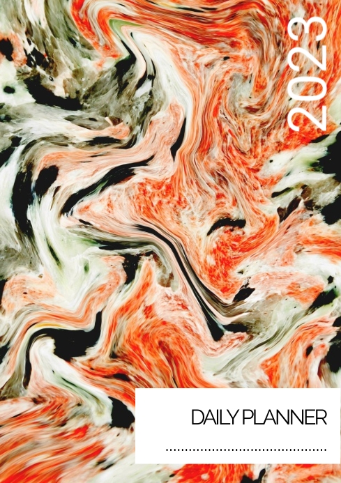 Daily Planner, journal cover red marble A4 template