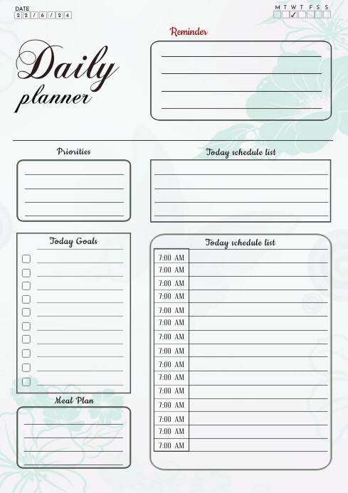 Daily planner a4 size new design template