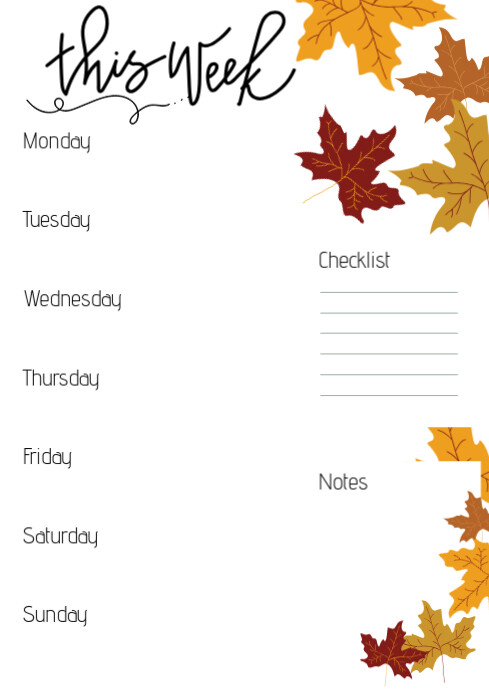 Daily Planner Fall Theme Template PosterMyWall