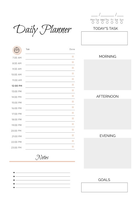 Daily planner task poster Template | PosterMyWall