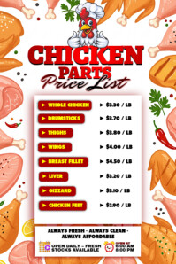 Blanc Chicken Price List Poster Template