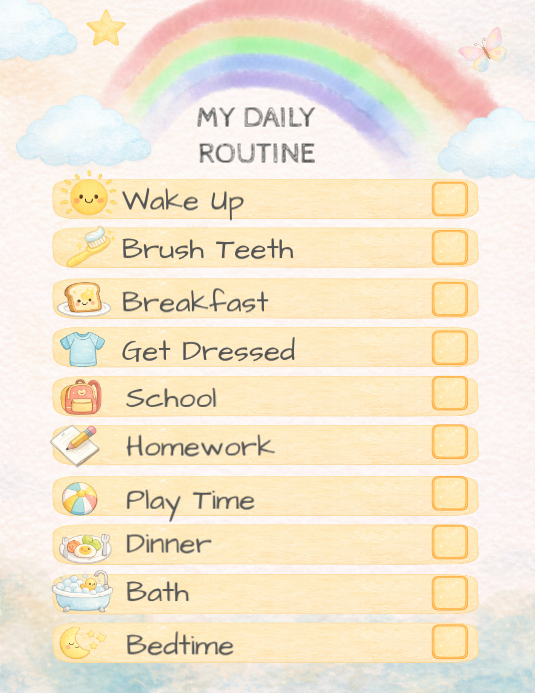 White Daily Routine Flyers Template | PosterMyWall