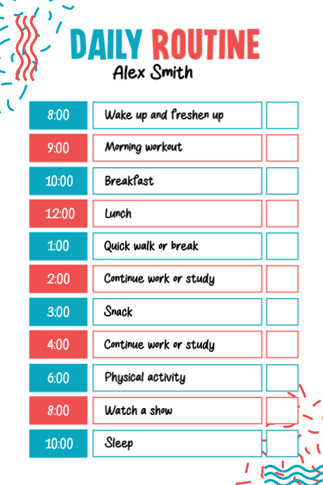 daily routine Template | PosterMyWall