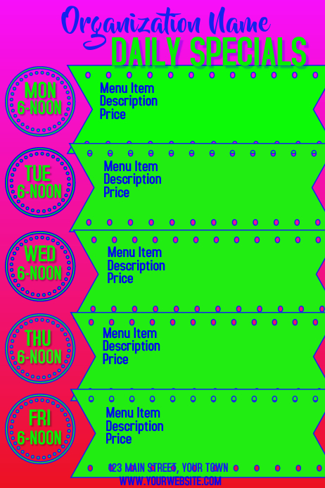 Daily Specials Menu Template Postermywall