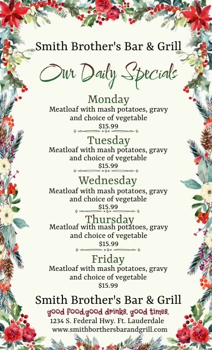Daily Specials Menu Template | PosterMyWall