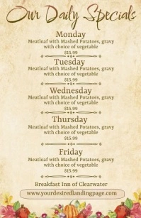 Daily Specials Vintage Menu Tabloid template