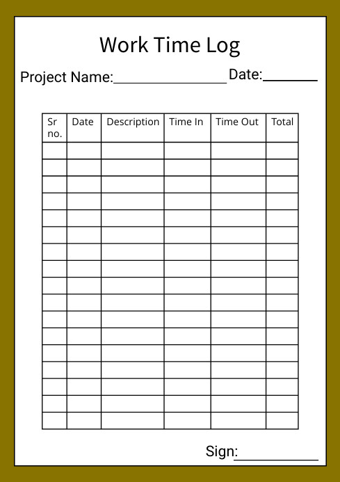 Daily Time Log Printable